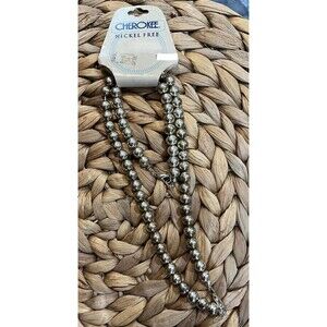 Y2K Silver Rhodium Plated Add A Bead Necklace Bracelet Set Preppy Clueless